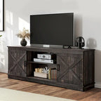 Meuble TV de ferme pour téléviseur de 65 pouces, meuble console média, portes de grange rustiques