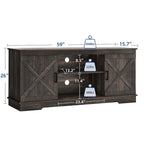 Meuble TV de ferme pour téléviseur de 65 pouces, meuble console média, portes de grange rustiques