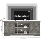 Meuble TV de ferme pour téléviseur de 65 pouces, meuble console média, portes de grange rustiques