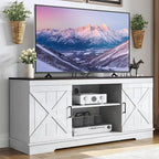 Meuble TV de ferme pour téléviseur de 65 pouces, meuble console média, portes de grange rustiques