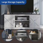 Meuble TV de ferme pour téléviseur de 65 pouces, meuble console média, portes de grange rustiques