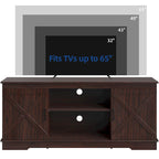 Meuble TV de ferme pour téléviseur de 65 pouces, meuble console média, portes de grange rustiques
