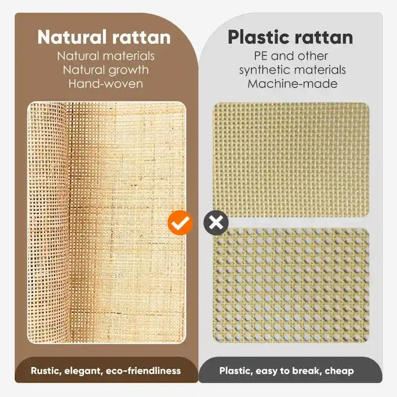 Table de chevet bohème en rotin naturel avec 2 tiroirs