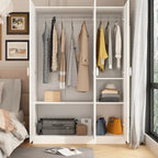 Armoire Penderie Étagères Tringle Portes Meuble de Rangement