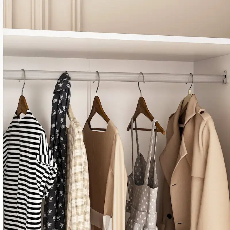 Armoire Penderie Étagères Tringle Portes Meuble de Rangement