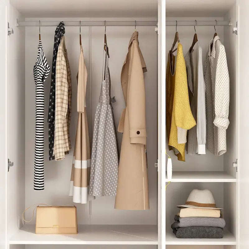 Armoire Penderie Étagères Tringle Portes Meuble de Rangement
