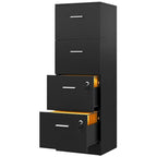Meuble de rangement vertical verrouillable à 4 tiroirs de 130 cm de haut pour bureau à domicile