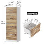 Meuble de rangement vertical verrouillable à 4 tiroirs de 130 cm de haut pour bureau à domicile