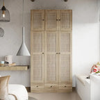 Armoire avec accents en rotin - Organisateur de vêtements spacieux et stylé
