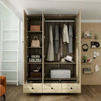 Armoire avec accents en rotin - Organisateur de vêtements spacieux et stylé