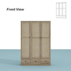 Armoire avec accents en rotin - Organisateur de vêtements spacieux et stylé