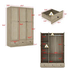 Armoire avec accents en rotin - Organisateur de vêtements spacieux et stylé