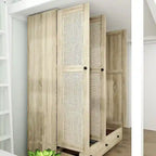 Armoire avec accents en rotin - Organisateur de vêtements spacieux et stylé