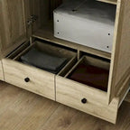 Armoire avec accents en rotin - Organisateur de vêtements spacieux et stylé