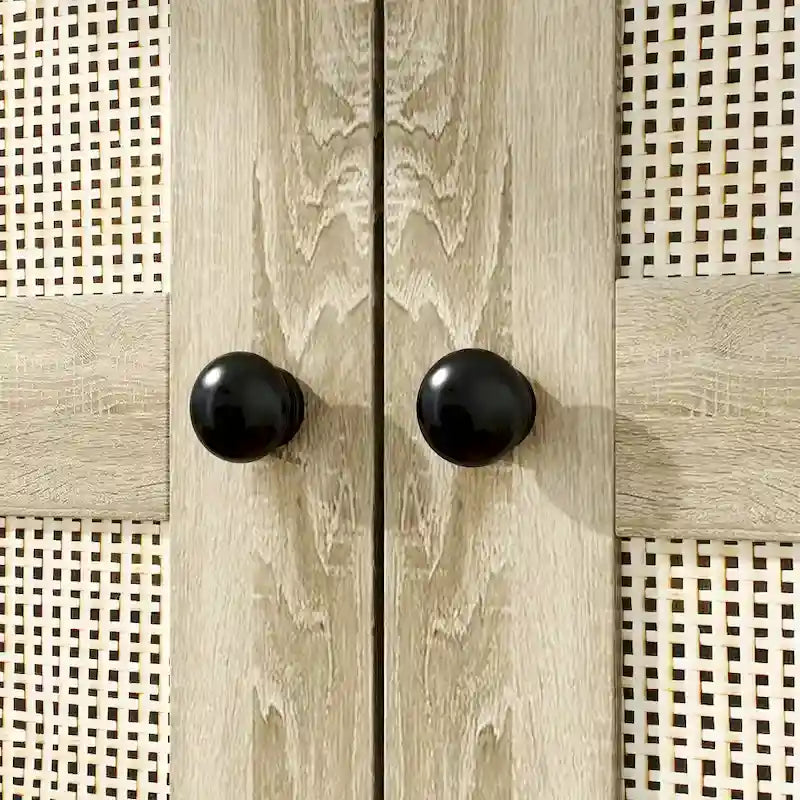Armoire avec accents en rotin - Organisateur de vêtements spacieux et stylé