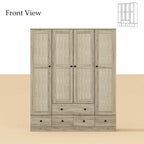 Armoire avec accents en rotin - Organisateur de vêtements spacieux et stylé