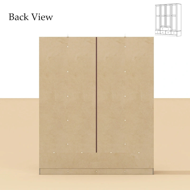 Armoire avec accents en rotin - Organisateur de vêtements spacieux et stylé