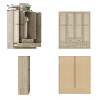 Armoire avec accents en rotin - Organisateur de vêtements spacieux et stylé