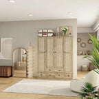 Armoire avec accents en rotin - Organisateur de vêtements spacieux et stylé