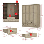Armoire avec accents en rotin - Organisateur de vêtements spacieux et stylé