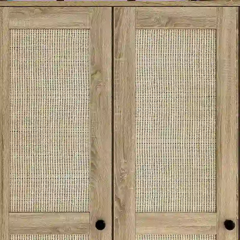 Armoire avec accents en rotin - Organisateur de vêtements spacieux et stylé