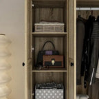 Armoire avec accents en rotin - Organisateur de vêtements spacieux et stylé