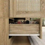 Armoire avec accents en rotin - Organisateur de vêtements spacieux et stylé