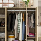 Armoire avec accents en rotin - Organisateur de vêtements spacieux et stylé