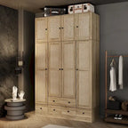 Armoire avec accents en rotin - Organisateur de vêtements spacieux et stylé