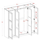 Armoire 100 % en bois massif à 4 portes avec portes en bois massif ou portes miroirs