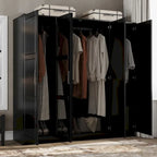 Armoire 100 % en bois massif à 4 portes avec portes en bois massif ou portes miroirs