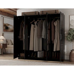 Armoire 100 % en bois massif à 4 portes avec portes en bois massif ou portes miroirs