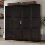 Armoire 100 % en bois massif à 4 portes avec portes en bois massif ou portes miroirs