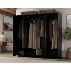 Armoire 100 % en bois massif à 4 portes avec portes en bois massif ou portes miroirs