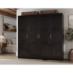 Armoire 100 % en bois massif à 4 portes avec portes en bois massif ou portes miroirs