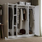Armoire 100 % en bois massif à 4 portes avec portes en bois massif ou portes miroirs
