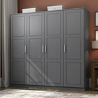 Armoire 100 % en bois massif à 4 portes avec portes en bois massif ou portes miroirs
