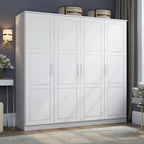 Armoire 100 % en bois massif à 4 portes avec portes en bois massif ou portes miroirs