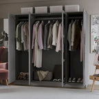Armoire 100 % en bois massif à 4 portes avec portes en bois massif ou portes miroirs