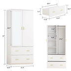 Armoire à deux portes avec miroir, blanc/brun foncé, 31,5L x 72H po – 31,5L x 72H po