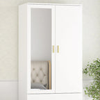 Armoire à deux portes avec miroir, blanc/brun foncé, 31,5L x 72H po – 31,5L x 72H po