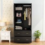 Armoire à deux portes avec miroir, blanc/brun foncé, 31,5L x 72H po – 31,5L x 72H po