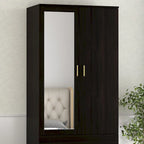 Armoire à deux portes avec miroir, blanc/brun foncé, 31,5L x 72H po – 31,5L x 72H po