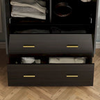 Armoire à deux portes avec miroir, blanc/brun foncé, 31,5L x 72H po – 31,5L x 72H po