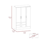 Grande armoire de chambre avec miroir, deux placards, deux tiroirs et des divisions intérieures