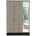 Grande armoire de chambre avec miroir, deux placards, deux tiroirs et des divisions intérieures