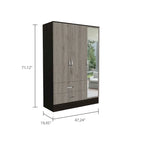 Grande armoire de chambre avec miroir, deux placards, deux tiroirs et des divisions intérieures