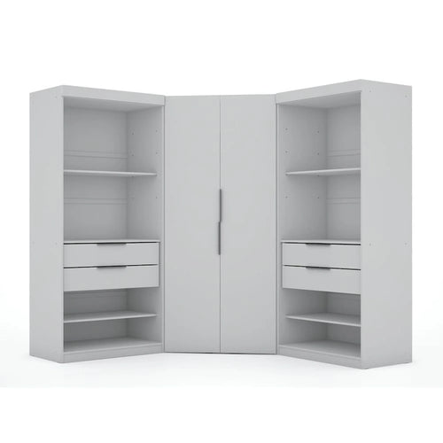 2.0 Placard d'angle moderne semi-ouvert à 3 sections et 4 tiroirs, lot de 3