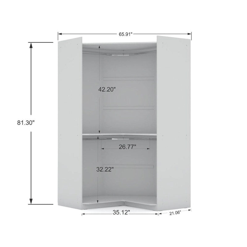 2.0 Placard d'angle moderne semi-ouvert à 3 sections et 4 tiroirs, lot de 3