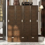 Clo Cabinet Wardrobe Armoire with Drawers, Hanging Rod Brown